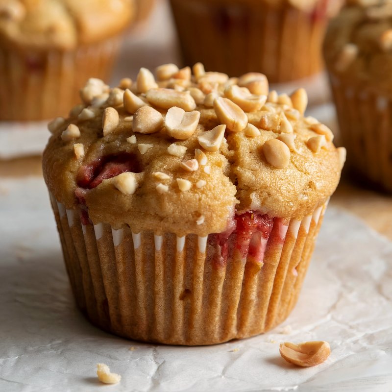 Healthy Vegan Peanut Butter Strawberry Muffins Healthy Vegan Peanut Butter Strawberry Muffins