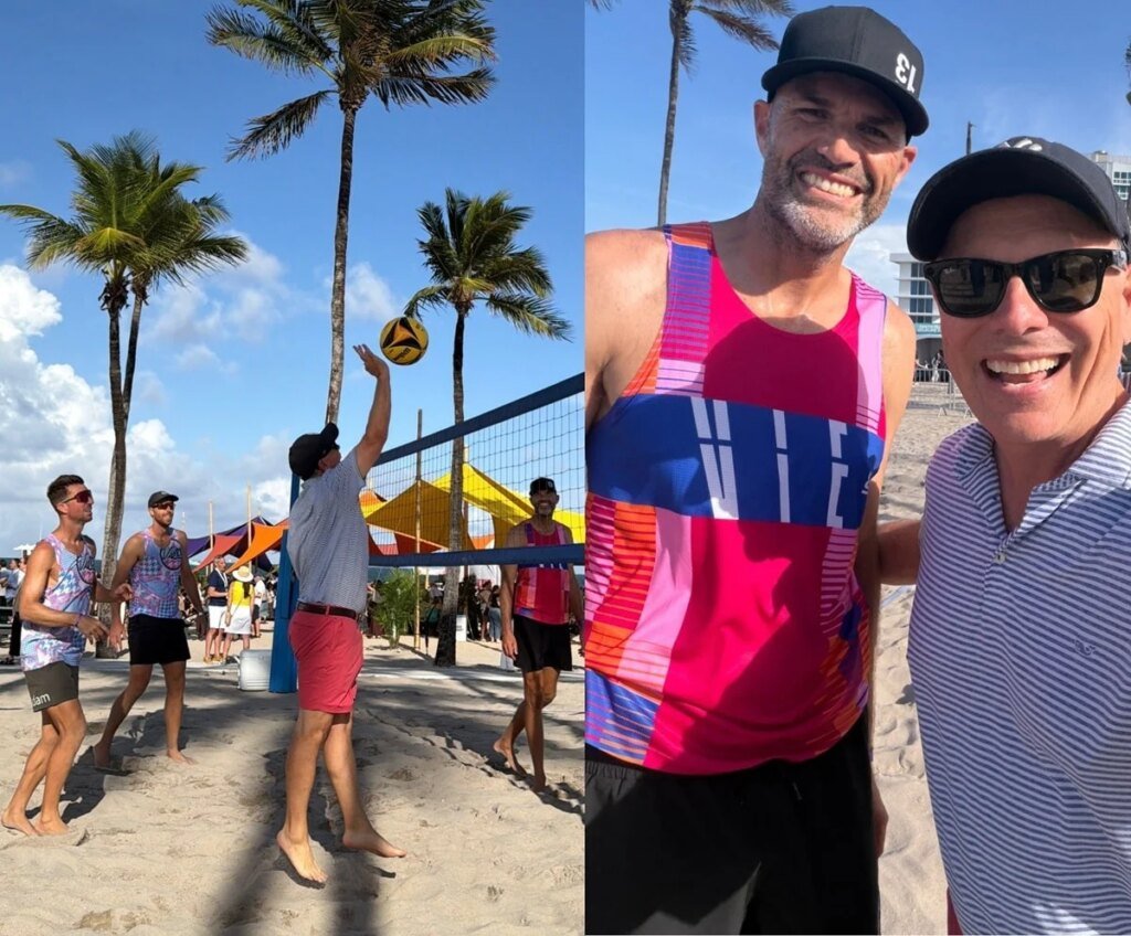 Johnny Jet playing beach volleyball with Phil Dalhausser