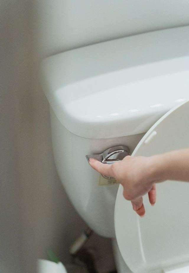 Are Home Maintenance Service Plans Really Worth It for Repairs? A hand pushing down on a toilet handle to test the flush mechanism after a plumbing repair from a home maintenance service plan.