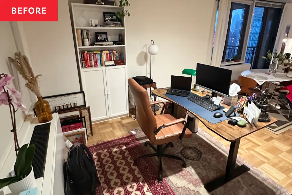 A "Ralph Lauren-Inspired" Office Has a Renter-Friendly Flex Wall